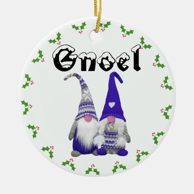 Scandi Gnomes "Hrold & Hilga" Ceramic Ornament (Front)