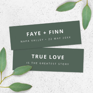 Scandi Green Wedding Favour Mini Bookmark Card