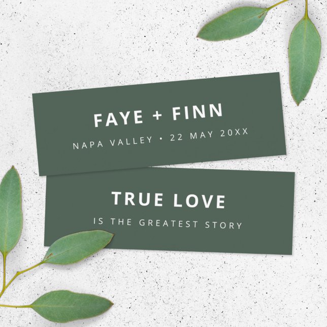 Scandi Green Wedding Favour Mini Bookmark Card (Creator Uploaded)