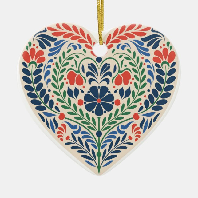 Scandi Heart – Swedish Folk Art Ornament (Front)