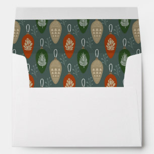 Scandi Holiday Ornament Foliage Return Address Envelope