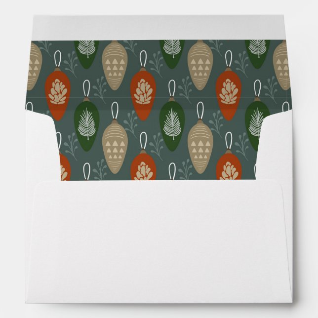 Scandi Holiday Ornament Foliage Return Address Envelope (Back (Bottom))