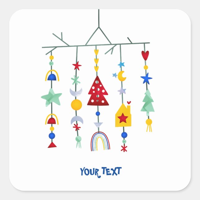 Scandi Minimalist Simple Square Sticker (Front)