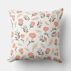 Scandi Red Poppies Dream Throw Pillow