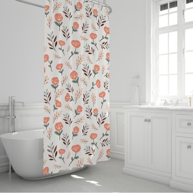 Scandi Red Poppies Shower Curtain (Creator Uploaded)