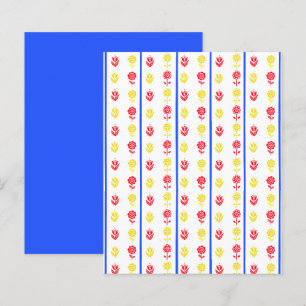 Scandi Red Yellow Flower Blue Stripe Scrapbook