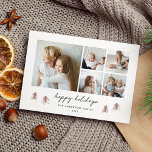 Scandi Trees | Modern Minimalist Photo Collage Holiday Card<br><div class="desc">A modern yet festive holiday card design with minimalist vibes, our Scandi Trees photo collage card features 5 square photos with "Happy Holidays" beneath in hand sketched script lettering. Personalize with your family name and the year, nestled in a grouping of hand drawn pine trees in earth toned rosy clay...</div>