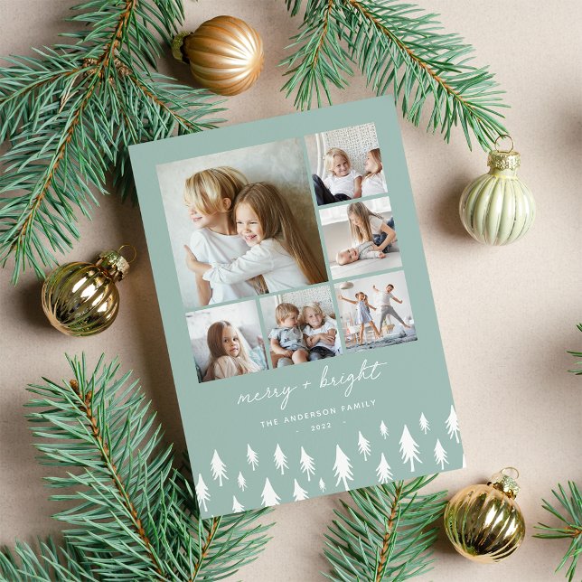 Scandi Trees | Modern Minimalist Photo Collage Holiday Card (Creator Uploaded)