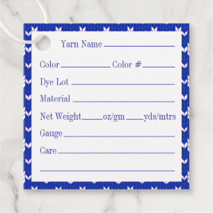 SCANDIA BLUE KNIT 2" Square Yarn Tags