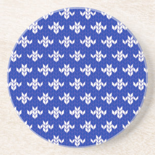 SCANDIA BLUE KNIT Round Sandstone Coaster