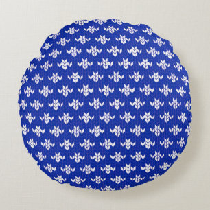 SCANDIA BLUE KNIT Round Throw Pillow