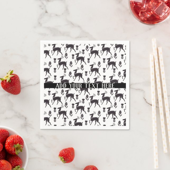 Scandia Folk Art Deer Customizable Napkin (Insitu)