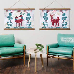Scandia Modern Art Nordic Reindeer Couple Wall Art