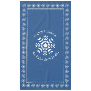 Scandianvian Christmas Snowflake Custom Text Blue Tablecloth