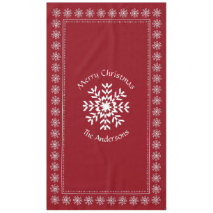 Scandianvian Christmas Snowflake Custom Text Red Tablecloth