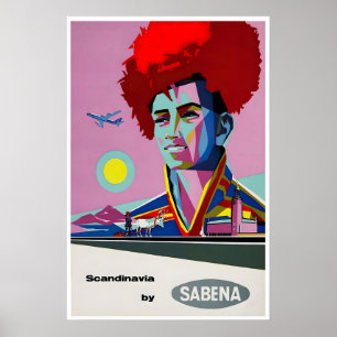 Scandinavia Art Sabena Travel Poster Airline Print
