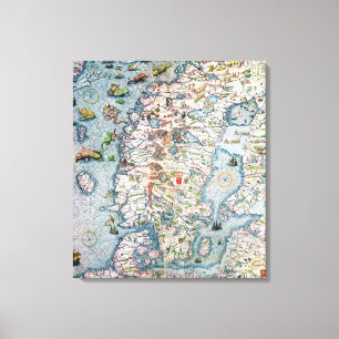 Scandinavia, detail from the Carta Marina Canvas Print