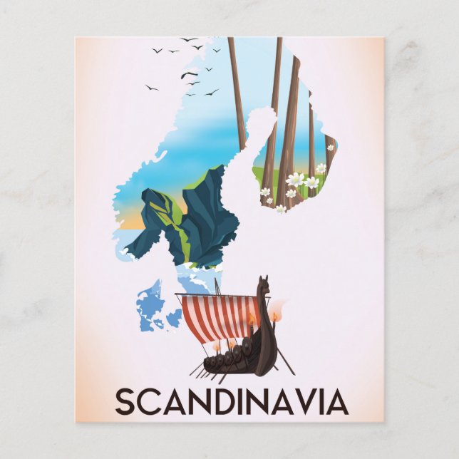 Scandinavia Map Viking travel poster (Front)