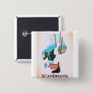 Scandinavia Map Viking travel poster 2 Inch Square Button