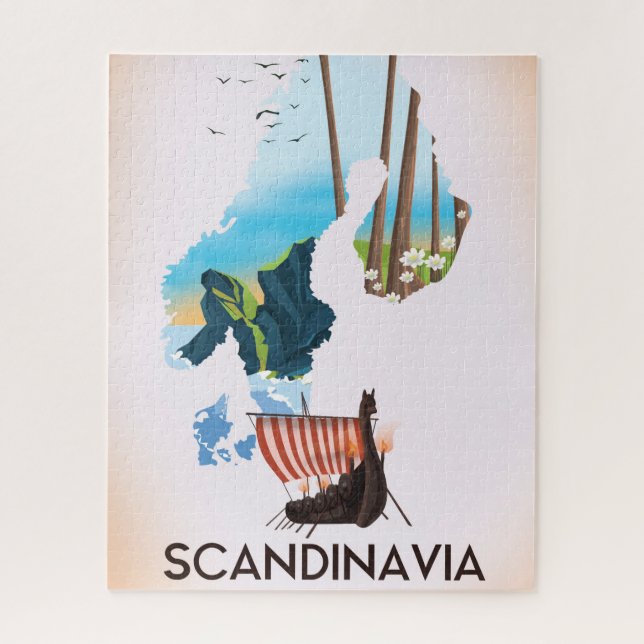 Scandinavia Map Viking travel poster Jigsaw Puzzle (Vertical)