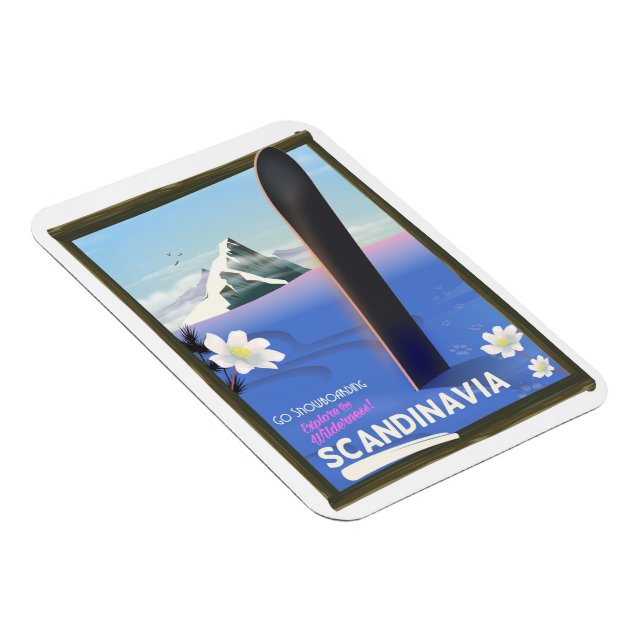 Scandinavia snowboard travel poster magnet (Right Side)