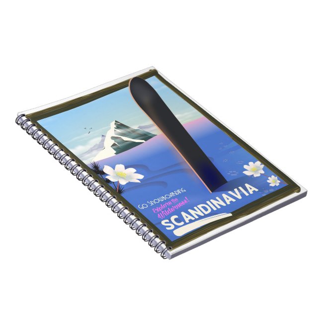 Scandinavia snowboard travel poster notebook (Right Side)