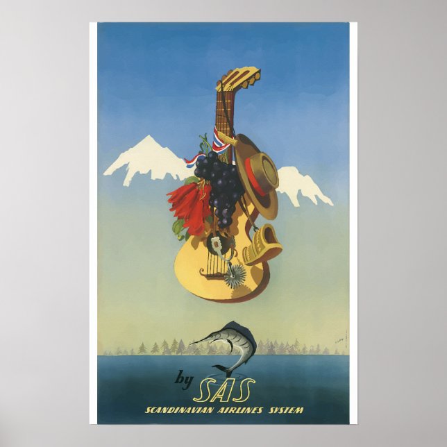 Scandinavian Airline System - Vintage Poster (Front)