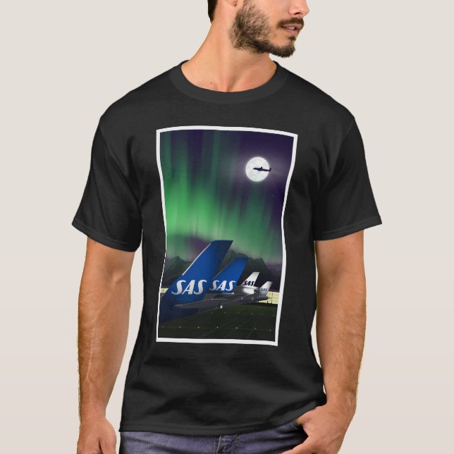 Scandinavian Airlines Tails History Green  T-Shirt (Front)