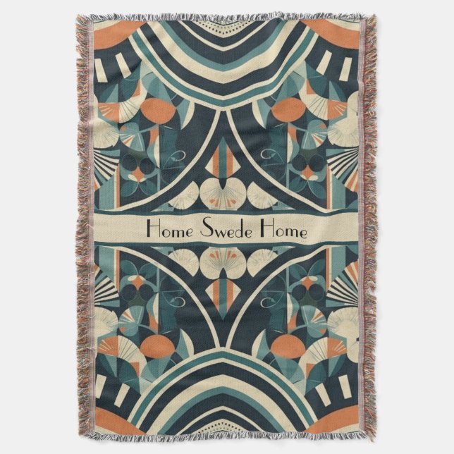 Scandinavian Art Deco customizable Throw Blanket (Front Vertical)