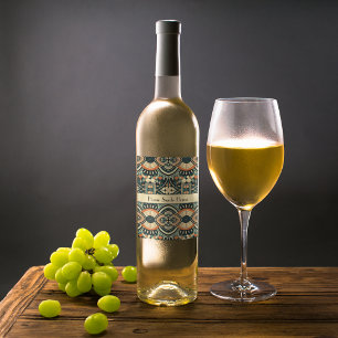 Scandinavian Art Deco customizable Wine Label