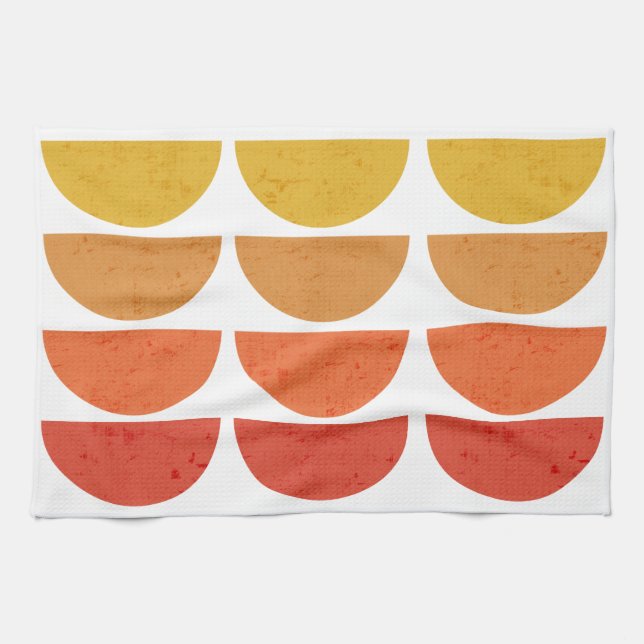 Scandinavian Art Midcentury Sunset Bowls Kitchen Towel (Horizontal)