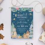 Scandinavian 'Baby it's Cold Outside' Baby Shower Invitation<br><div class="desc">Cute Winter Baby Shower Invitation - Design features Scandinavian illustrations of a little bear,  gifts,  christmas trees,  baubles,  snowlfakes,  birds and botanical winter foliage. The modern template uses white calligraphy script and serif fonts and includes the heading 'BABY it's cold Outside!' and is easy to customize.</div>