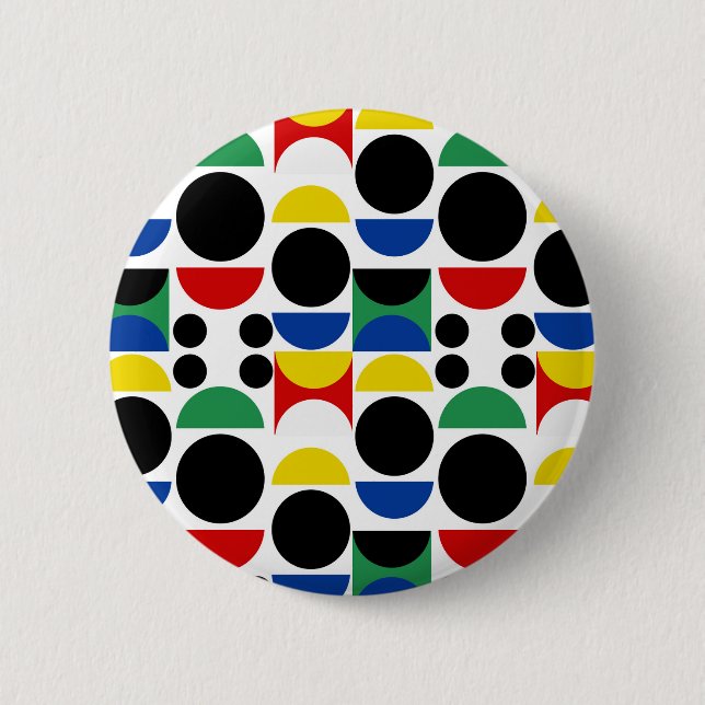 Scandinavian Bauhaus Mid-Century Pattern 2 Inch Round Button (Front)