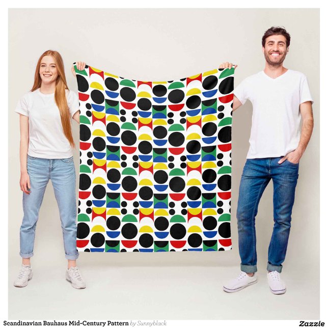 Scandinavian Bauhaus Mid-Century Pattern Fleece Blanket (Creator Uploaded)