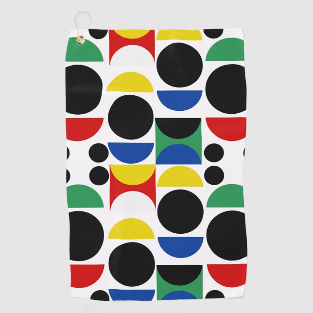 Scandinavian Bauhaus Mid-Century Pattern Golf Towel (Front)