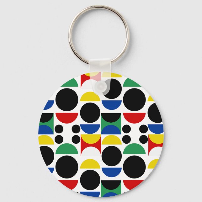 Scandinavian Bauhaus Mid-Century Pattern Keychain (Front)