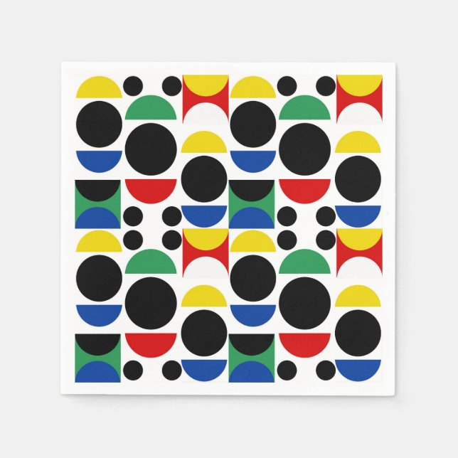 Scandinavian Bauhaus Mid-Century Pattern Napkin (Front)