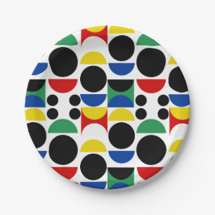 Scandinavian Bauhaus Mid-Century Pattern Paper Plate