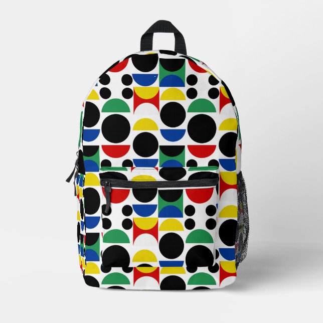 Scandinavian Bauhaus Mid-Century Pattern Printed Backpack (Front)