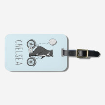 Scandinavian Bear on Bike Minimalist Blue 