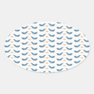 Scandinavian Birds in the Garden Theme Oval Sticker