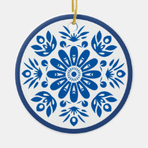 Scandinavian Blue and White Flower