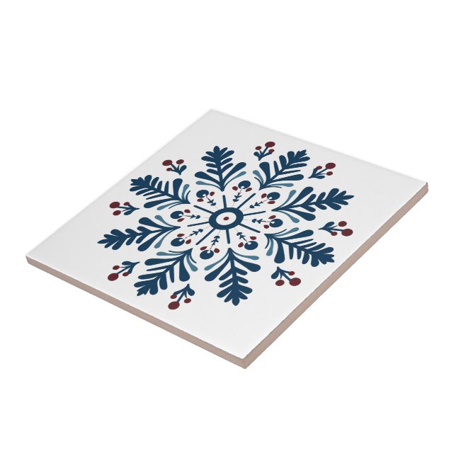 scandinavian blue art folk tile (Side)