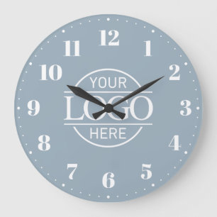 Scandinavian Blue Branded Company Business Logo Large Clock