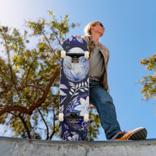Scandinavian Blue Easter Egg Spring Floral Skateboard