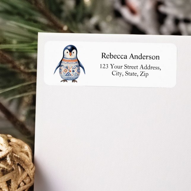 Scandinavian Blue Penguin Return Address (Creator Uploaded)