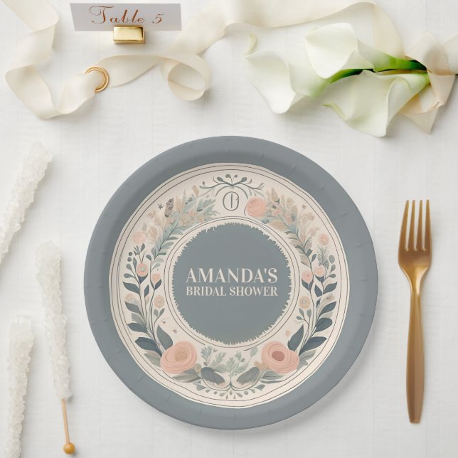 Scandinavian Boho Floral Paper Plate (Wedding)