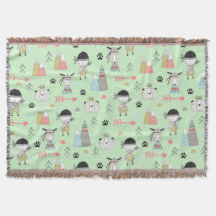 Scandinavian Boho Wilderness Fun Throw Blanket