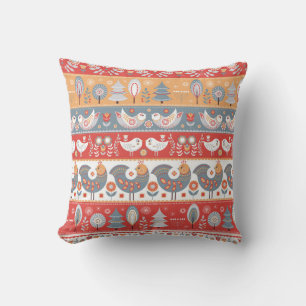 Scandinavian borders: vintage textile design. throw pillow