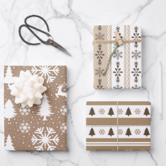 Scandinavian Brown and White Wrapping Paper Sheet